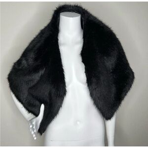CACHE BLACK FAUX FUR CAPE SHAWL JACKET BOLERO NWT WOMENS S/M